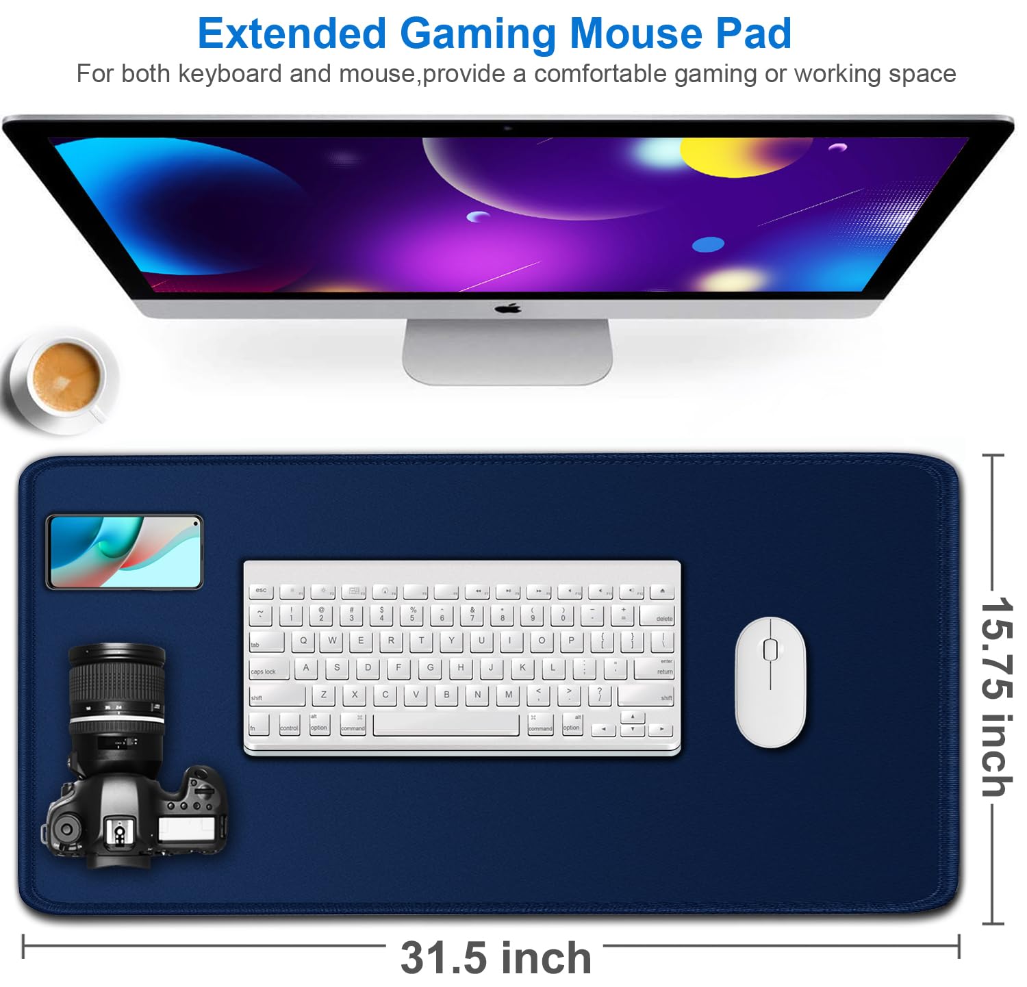 Large Mouse Pad, 31.5x15.7 inch Large Extended Computer Keyboard Mouse Mat, Water Resist Non-Slip