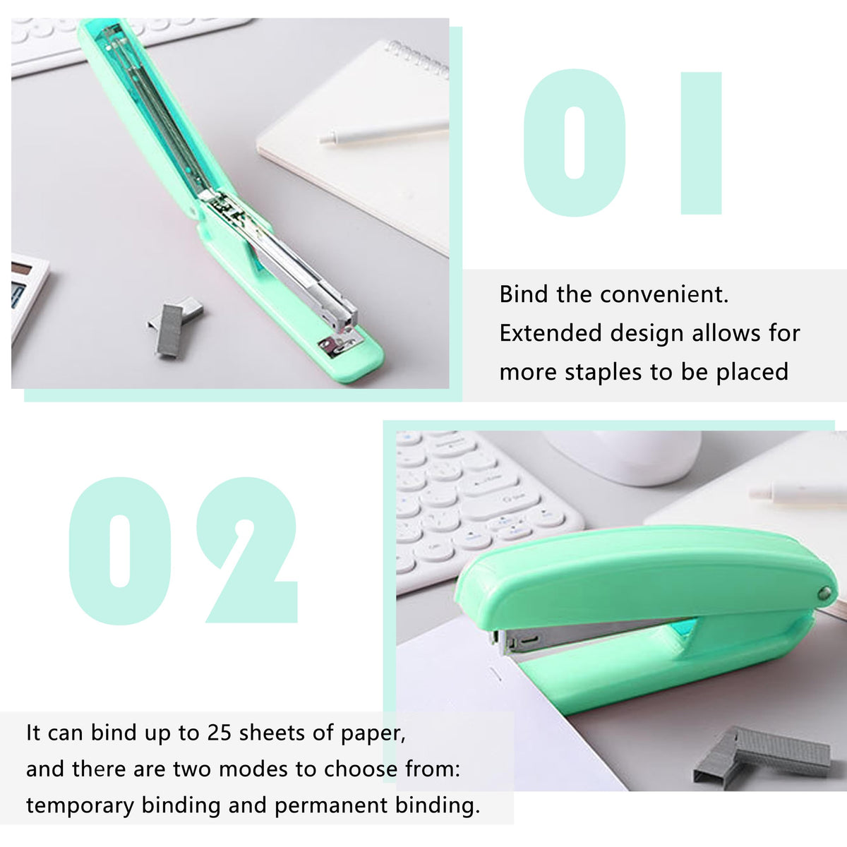 KAAKOW Green Desk Organizers and Accessories Office Supplies Set Stapler, Pen Holder, Phone Holder