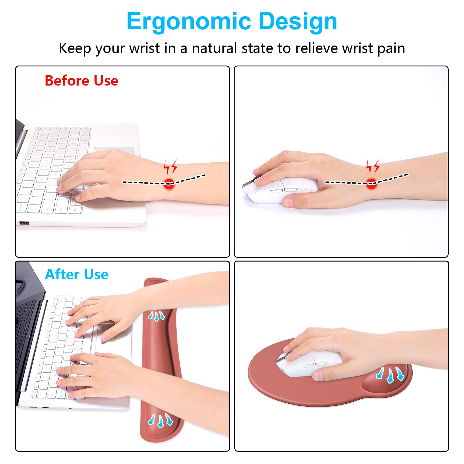 Dapesuom Keyboard Wrist Rest and Mouse Pad with Wrist Support, Memory Foam Cushion for Keyboard and
