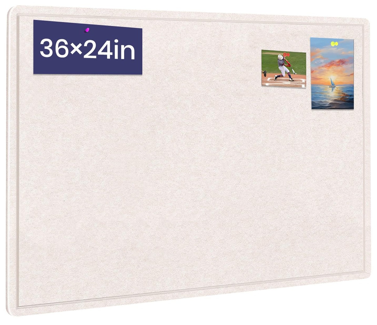 Bulletin Board 36" x 24" Felt Cork Board - Decorative Pin Board, Oatmeal