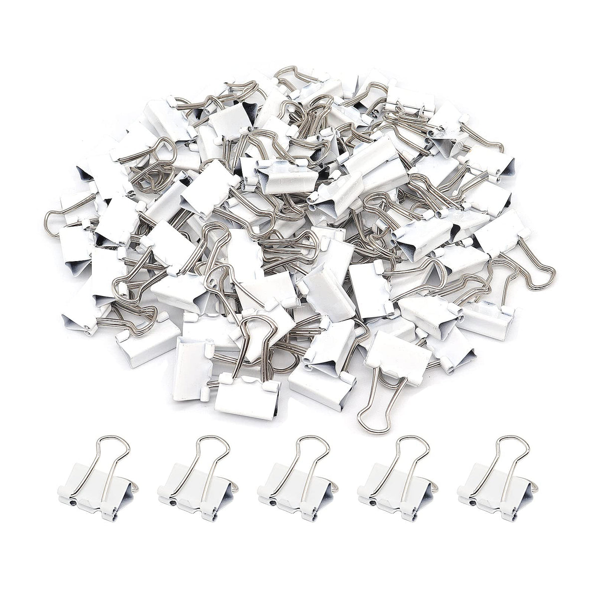 Mini Binder Clips, Paper Clip, Small Paper Clamps 15mm (5/8 inch), 100 Pack Micro Size Office Clips