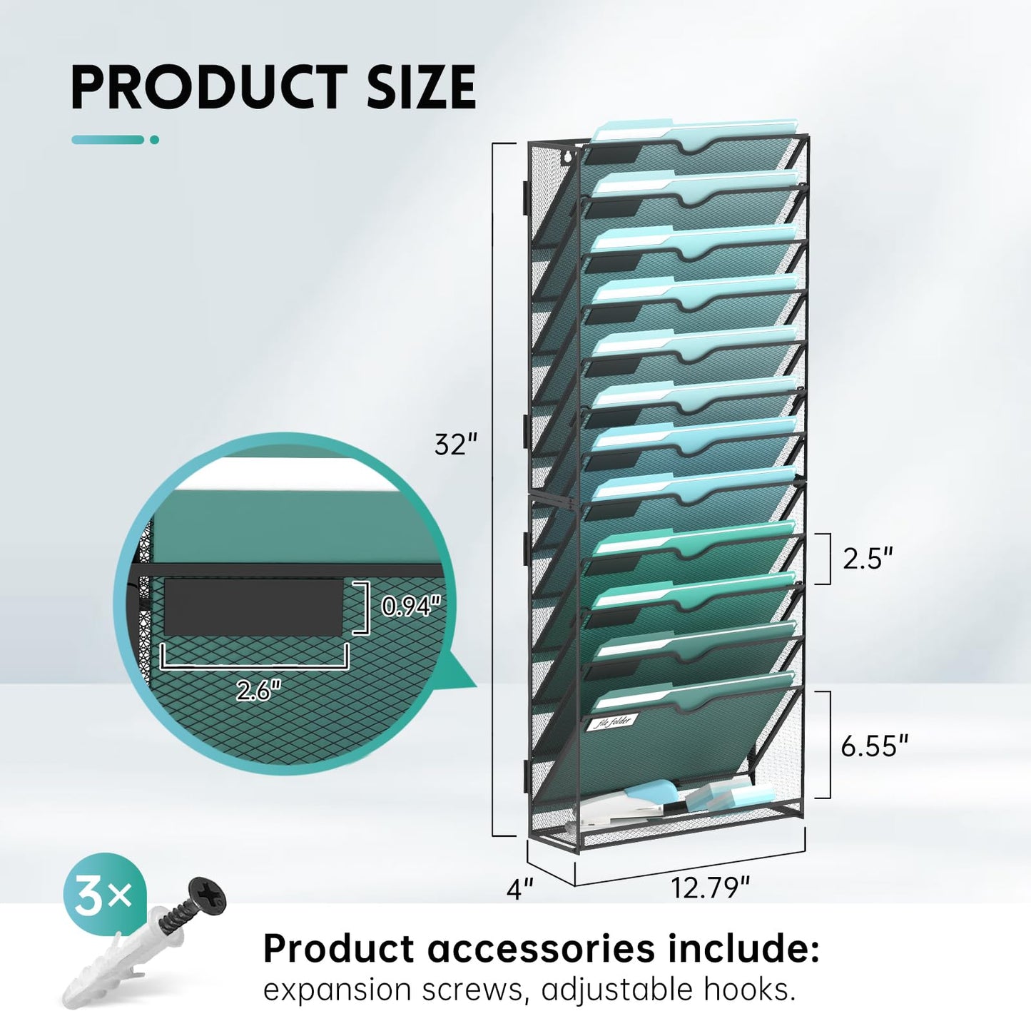 SUPEASY 13-Tier Wall File Organizer, Wall Mounted Mail Sorter, 2 Pack