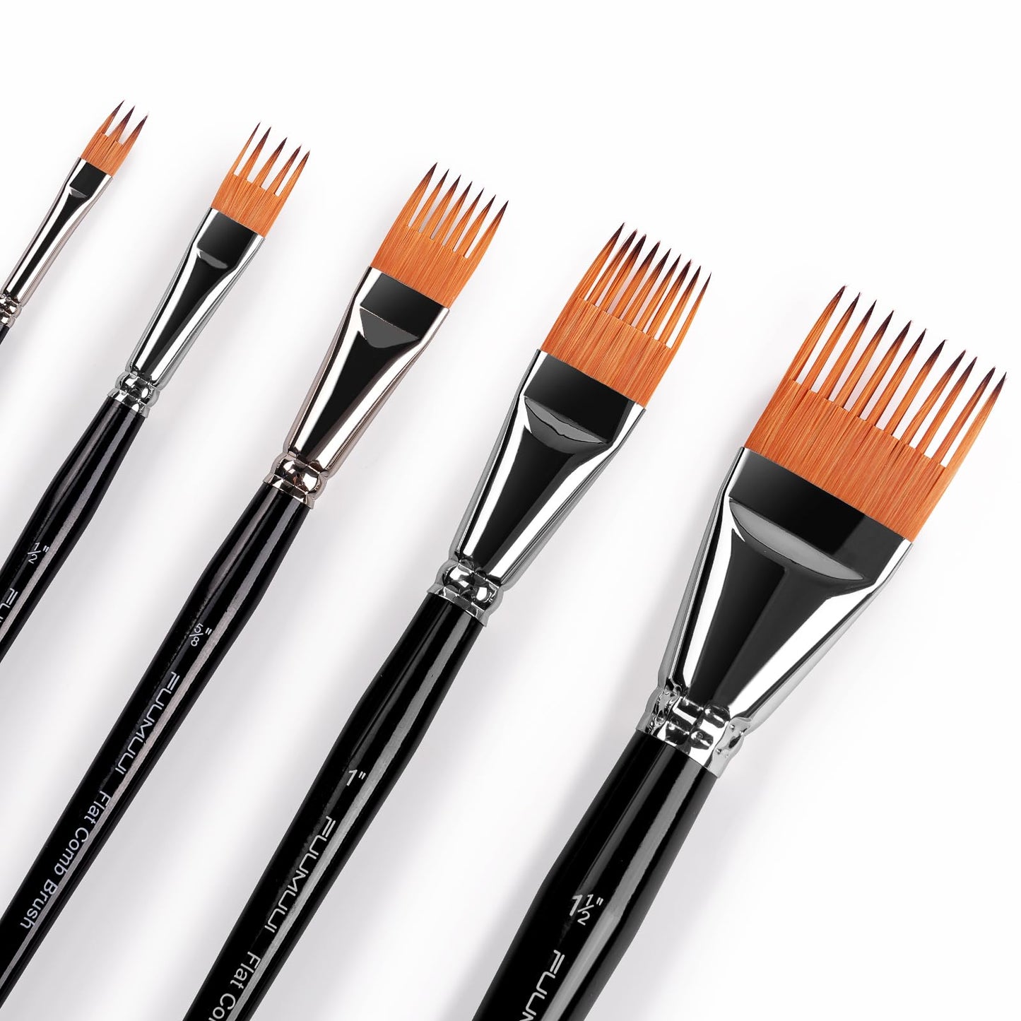Fuumuui Grainer Brush Set–5pcs Professional Flat Comb Brushes for Unique Texture Painting Perfect