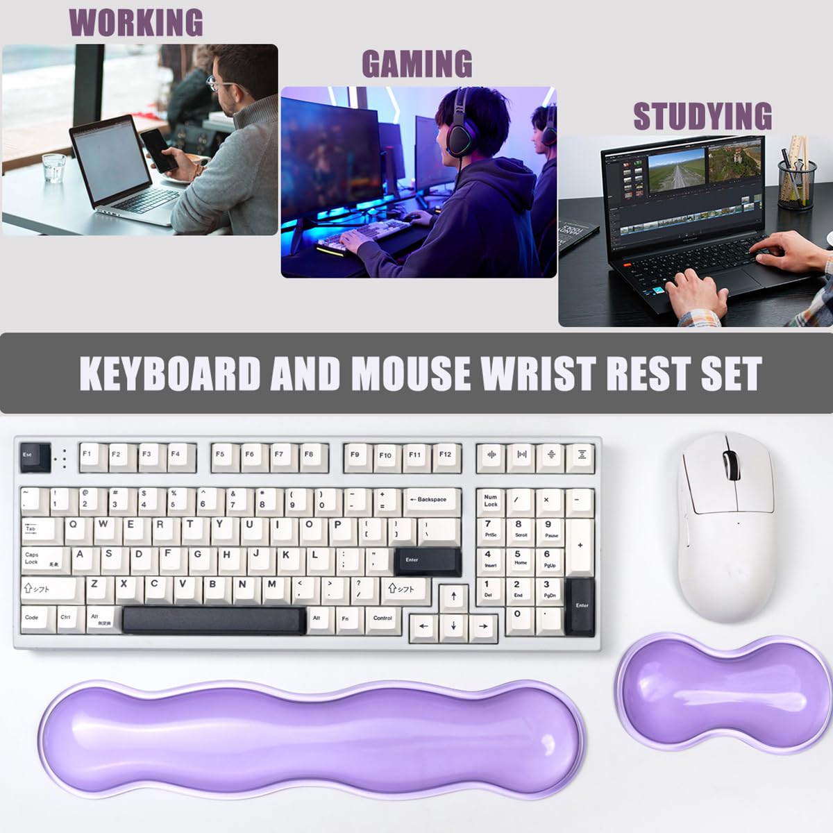 Gel Keyboard and Mouse Wrist Rest Set,Wrist Pad for Computer Keyboard