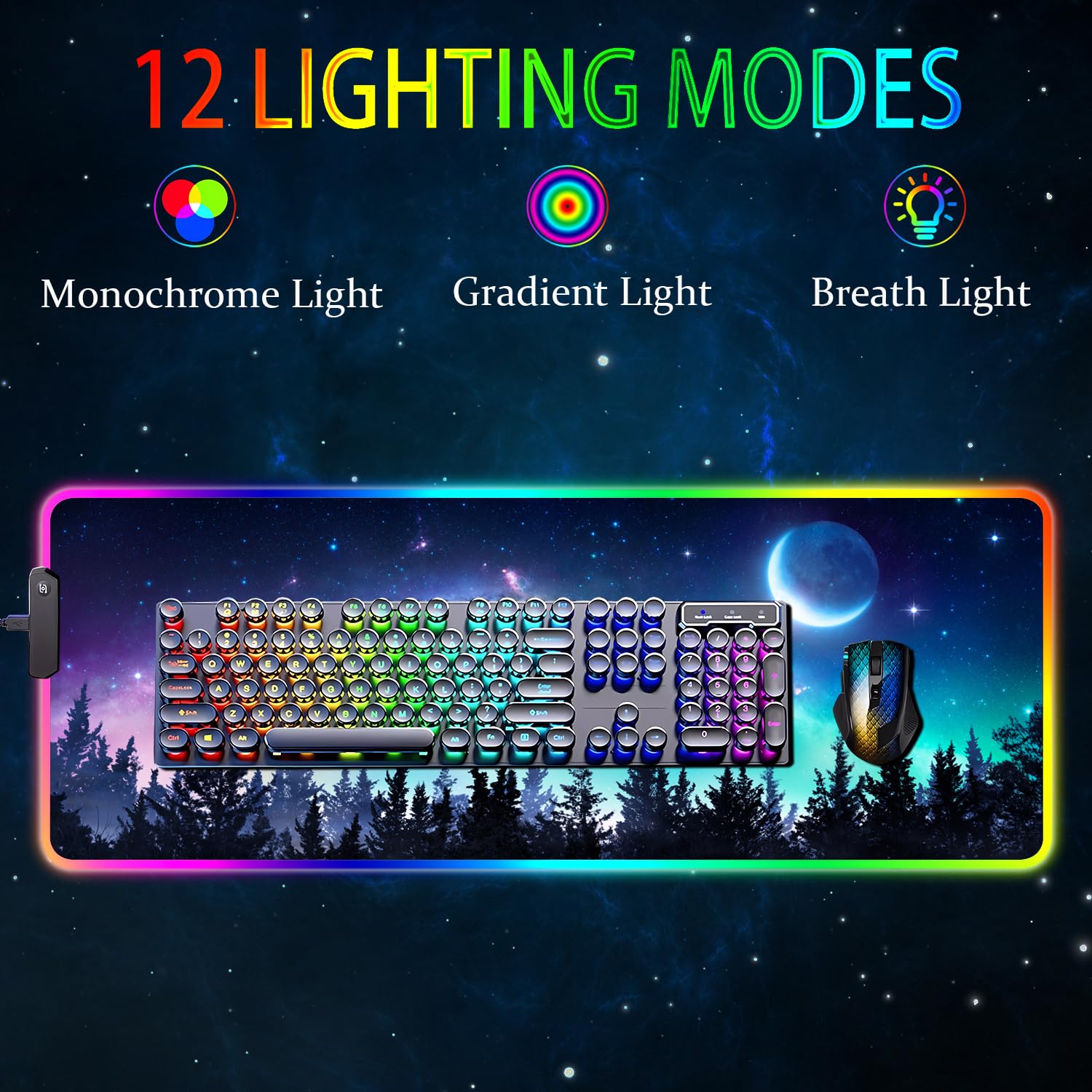 Armanza RGB Gaming Mouse Pad, Large Mousepad with Led Light, Gaming Accessories Keyboard Pad for