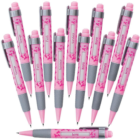 Fun Express Pink Ribbon Breast Cancer Awareness Message Pens (1 Dozen) Benefit, Marathon & Walk