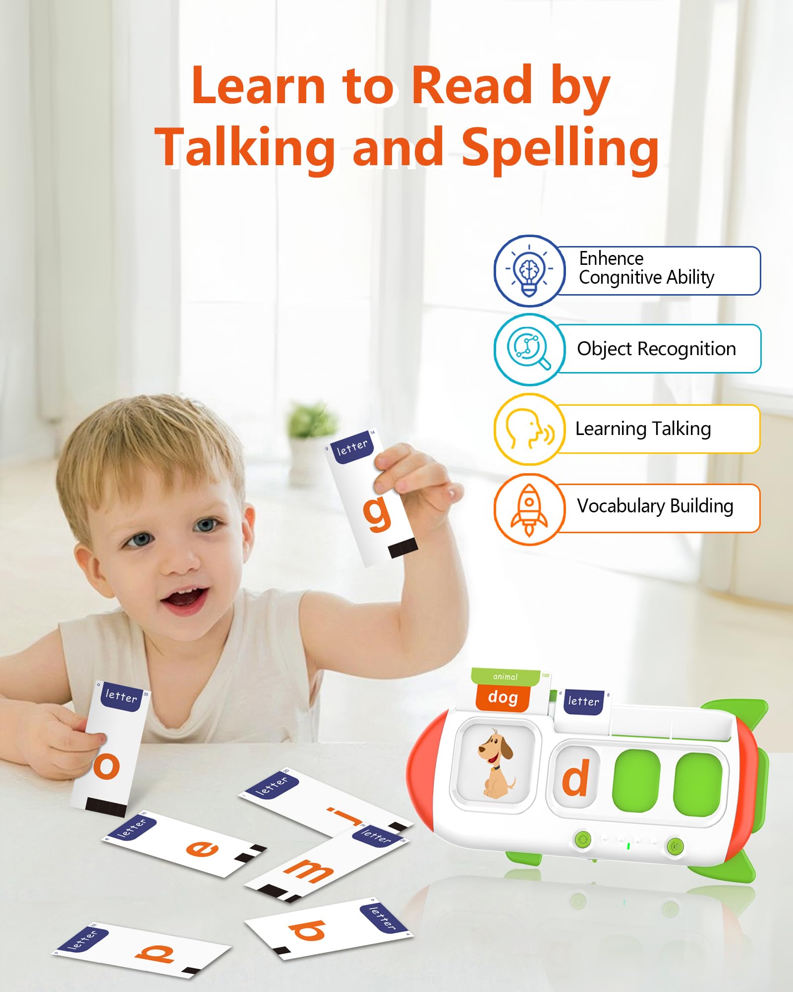 107 Sight Words Spelling&Talking Flash Card for Kids 3-8,Speech Therapy Toy