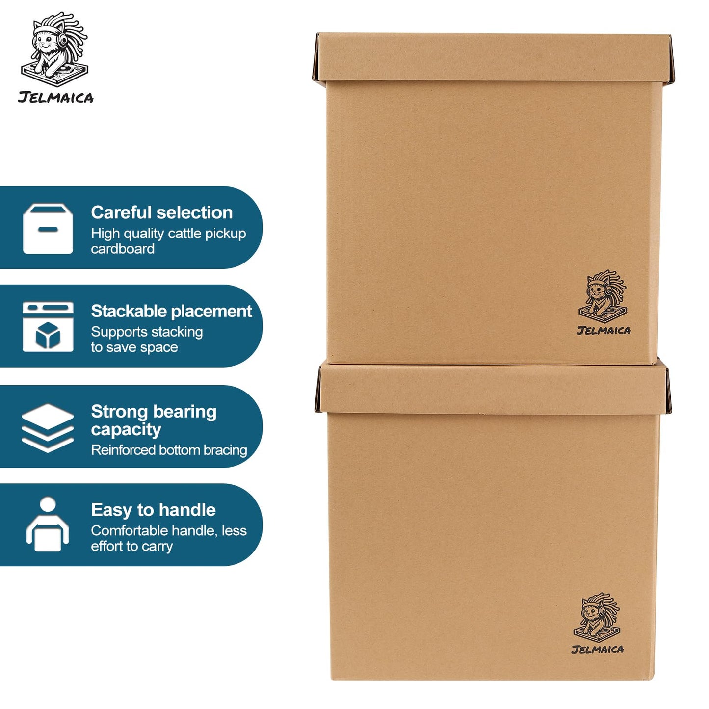 12" Vinyl Record Storage and Moving Box, Holds 60 Records or LPs, 4-Pack