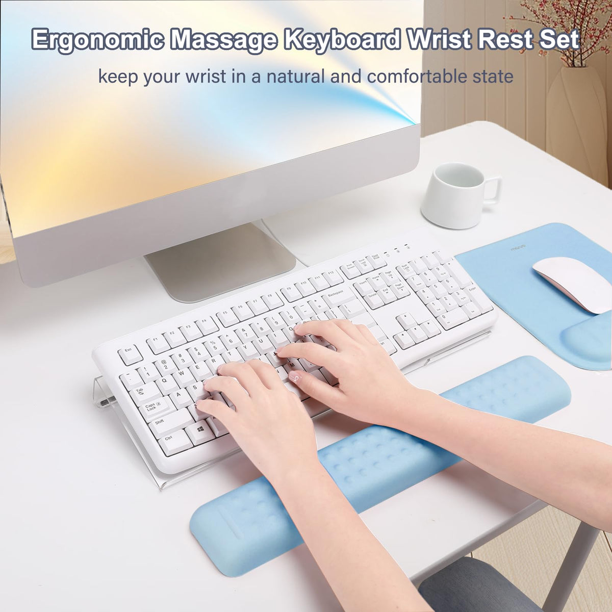 MOSISO Keyboard Stand&Wrist Rest Support for Keyboard &Mouse Pad Set
