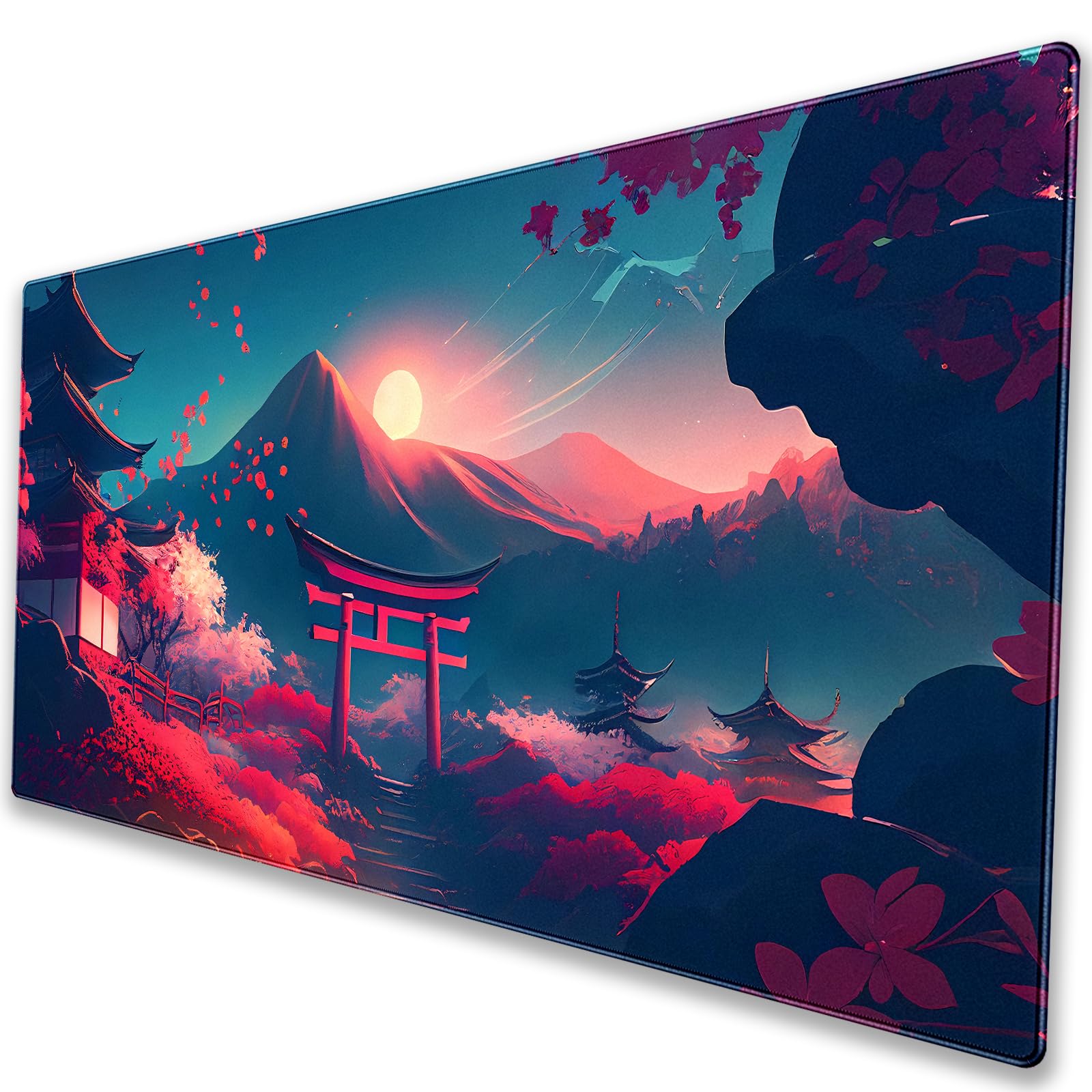 Japanese Torii Desk Mat, Mt Fuji Large Gaming Mouse Pad 31.5x15.7 in