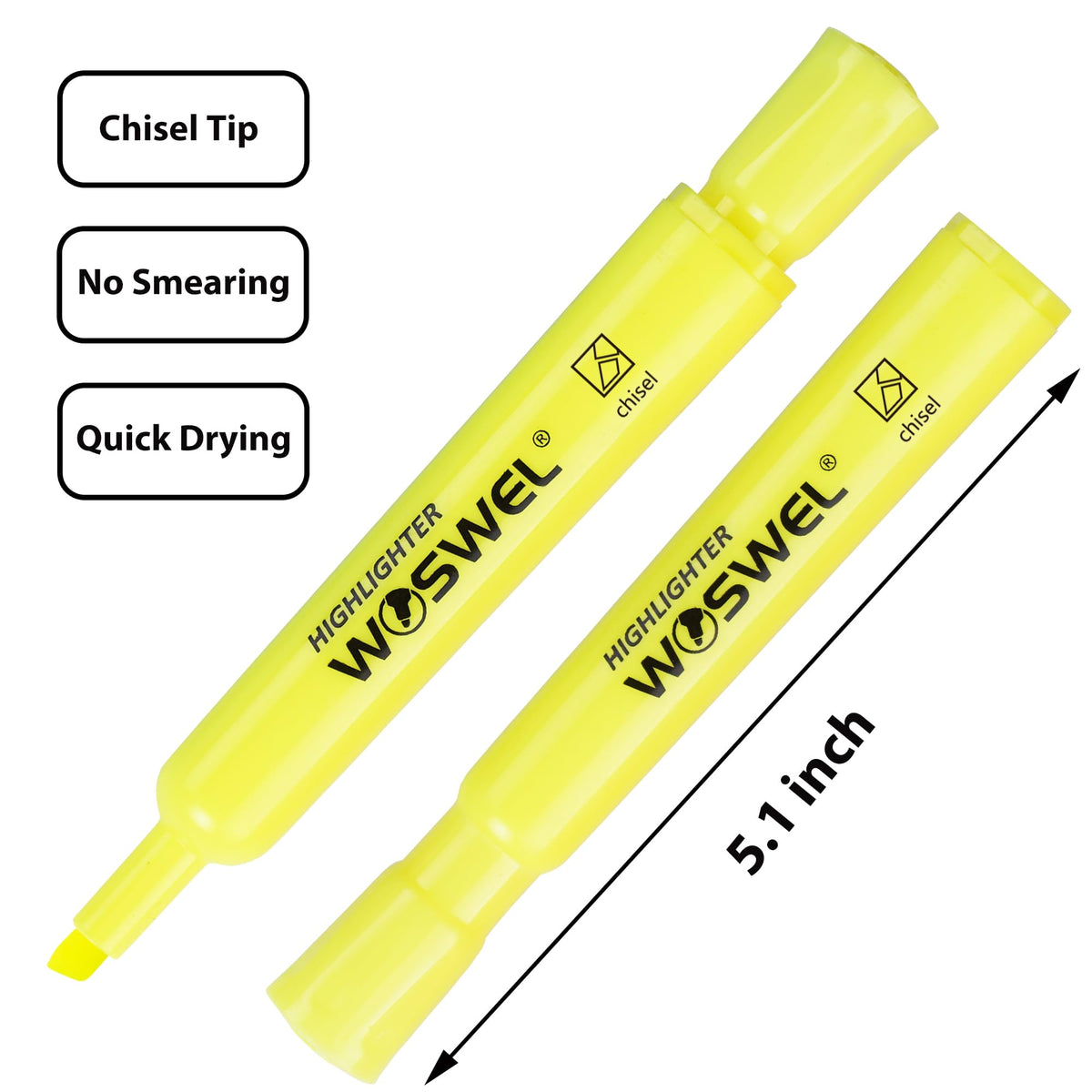 WOSWEL Highlighters Bulk, 72 Pack Tank Style Highlighters Set, Fluorescent Yellow, Chisel Tip