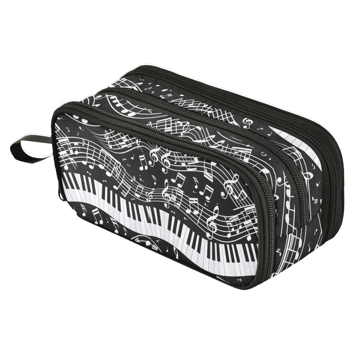 Fustylead Trendy Black White Art Piano Keys Musical Large Pencil Pen Case Stationery Bag, 3