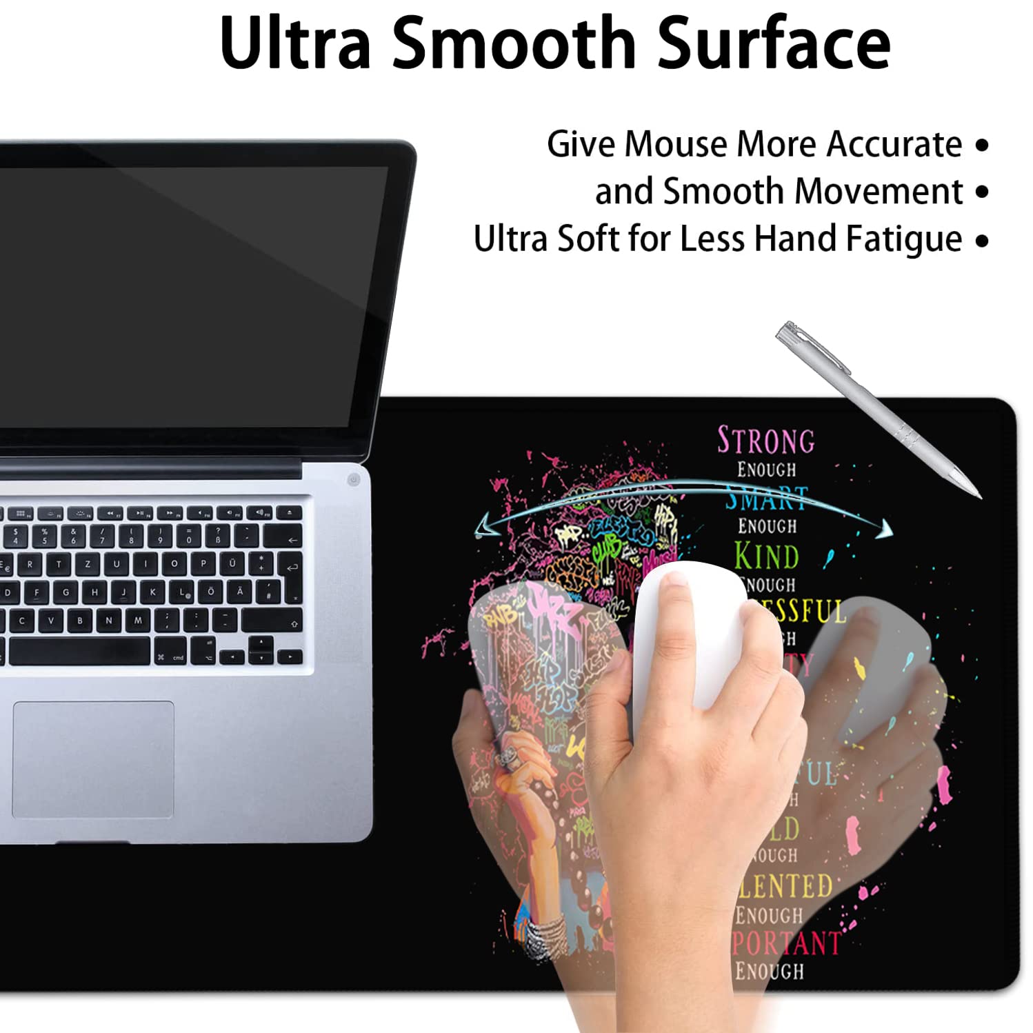 Large Mouse Pad, Extended Office Desk Pad 31.5x11.8in,Ergonomic Memory Foam Mouse Wrist Rest