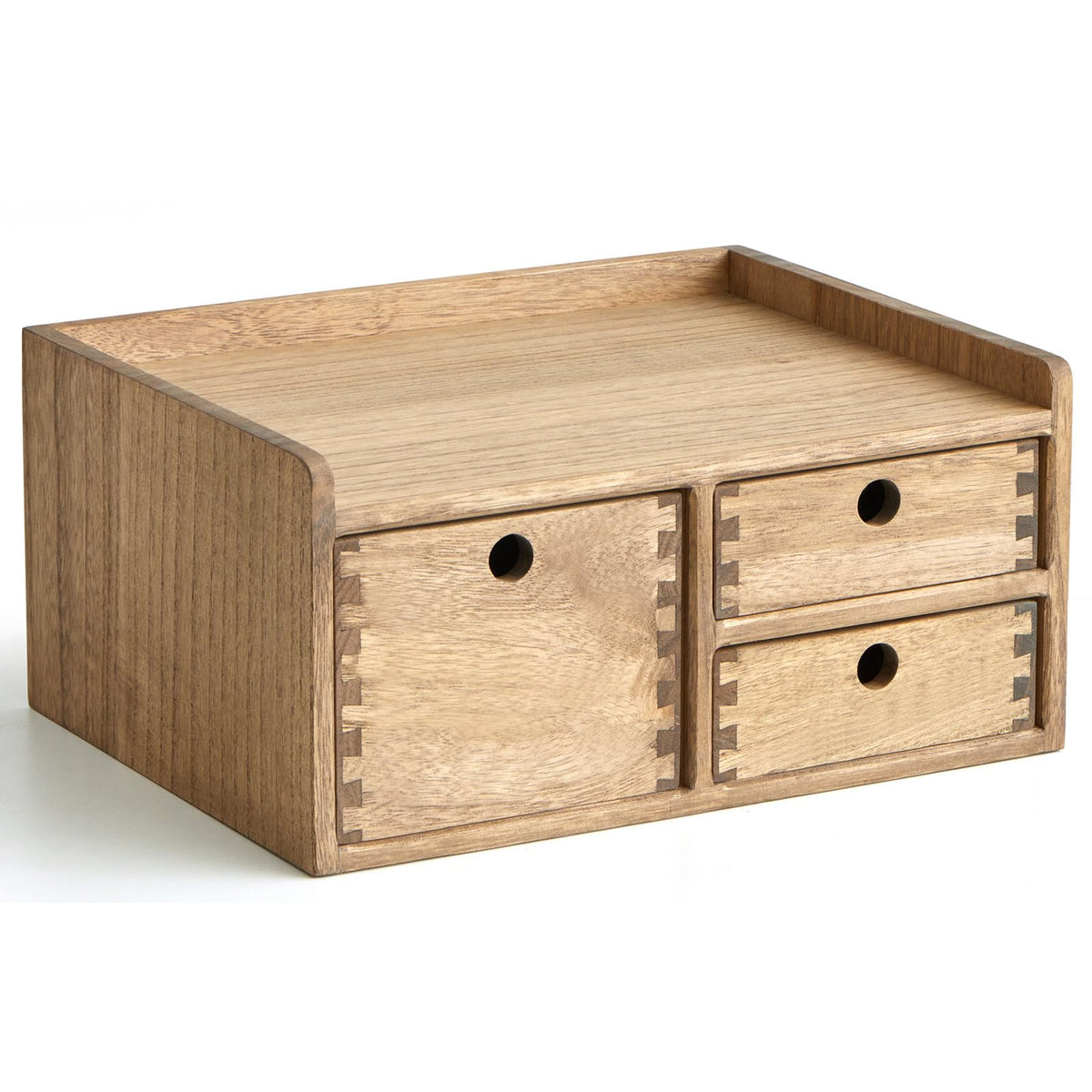 KIRIGEN Wooden Desk Organizer with 3 Drawers and Top Tray, Brown DT1D3C-DBR