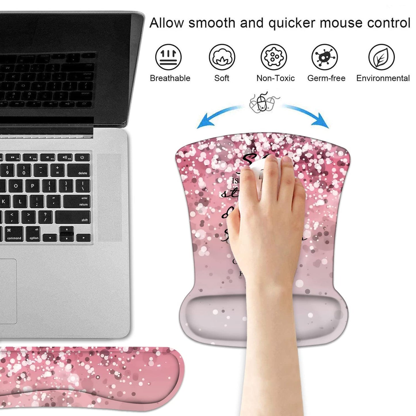Keyboard Wrist Rest and Mouse Wrist Rest Pad Set with Coasters, Ergonomic Support, Non-Slip PU