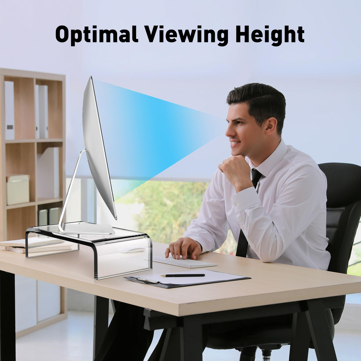 AboveTEK Acrylic Monitor Stand – Clear Monitor Riser & Computer Desk Stand, Premium Acrylic Laptop
