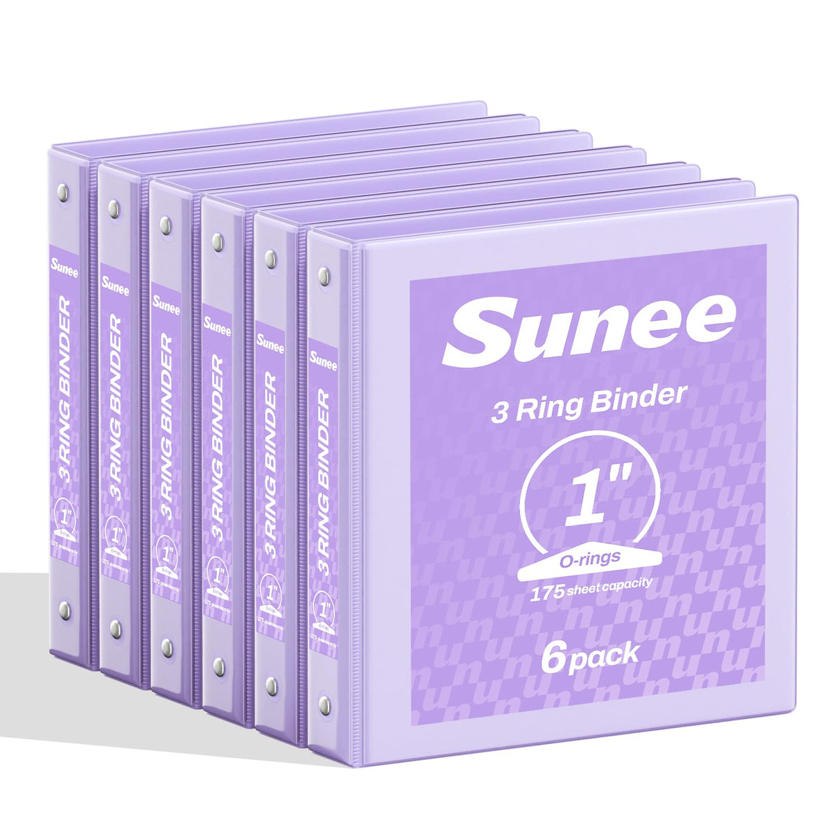 SUNEE 1 Inch Binders 3 Ring 6 Pack, Clear View Three Ring Binder PVC-Free (Fit 8.5x11 Inches) for