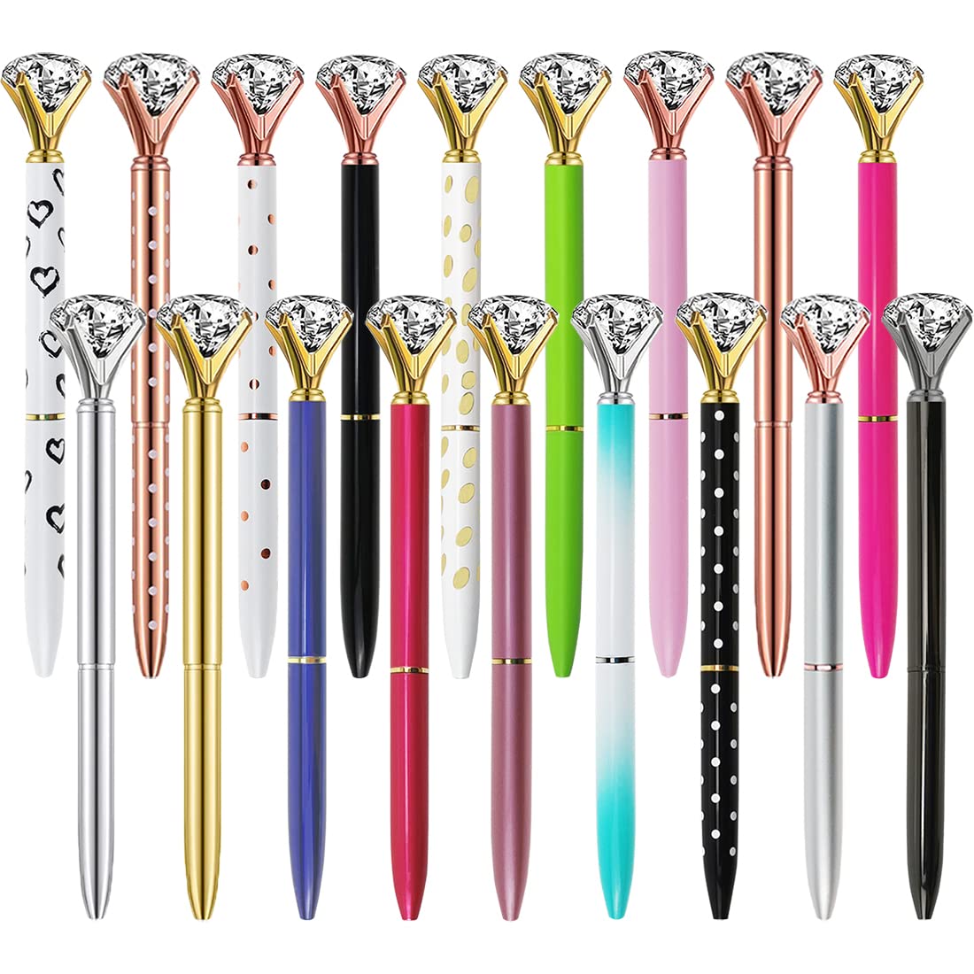 Oddmoal Diamond Pens Fun Fancy Crystal Diamond Pen For Women, Bling Metal Pens, Black Ink, 18