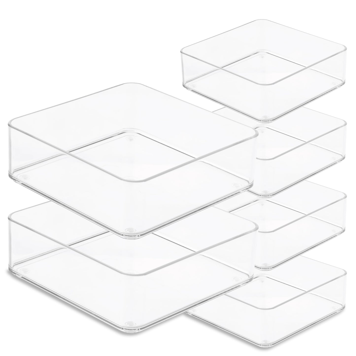 primebox Plastic Clear Drawer Organizers. Bathroom, Kitchen, Bedroom, Makeup, Office Organizer