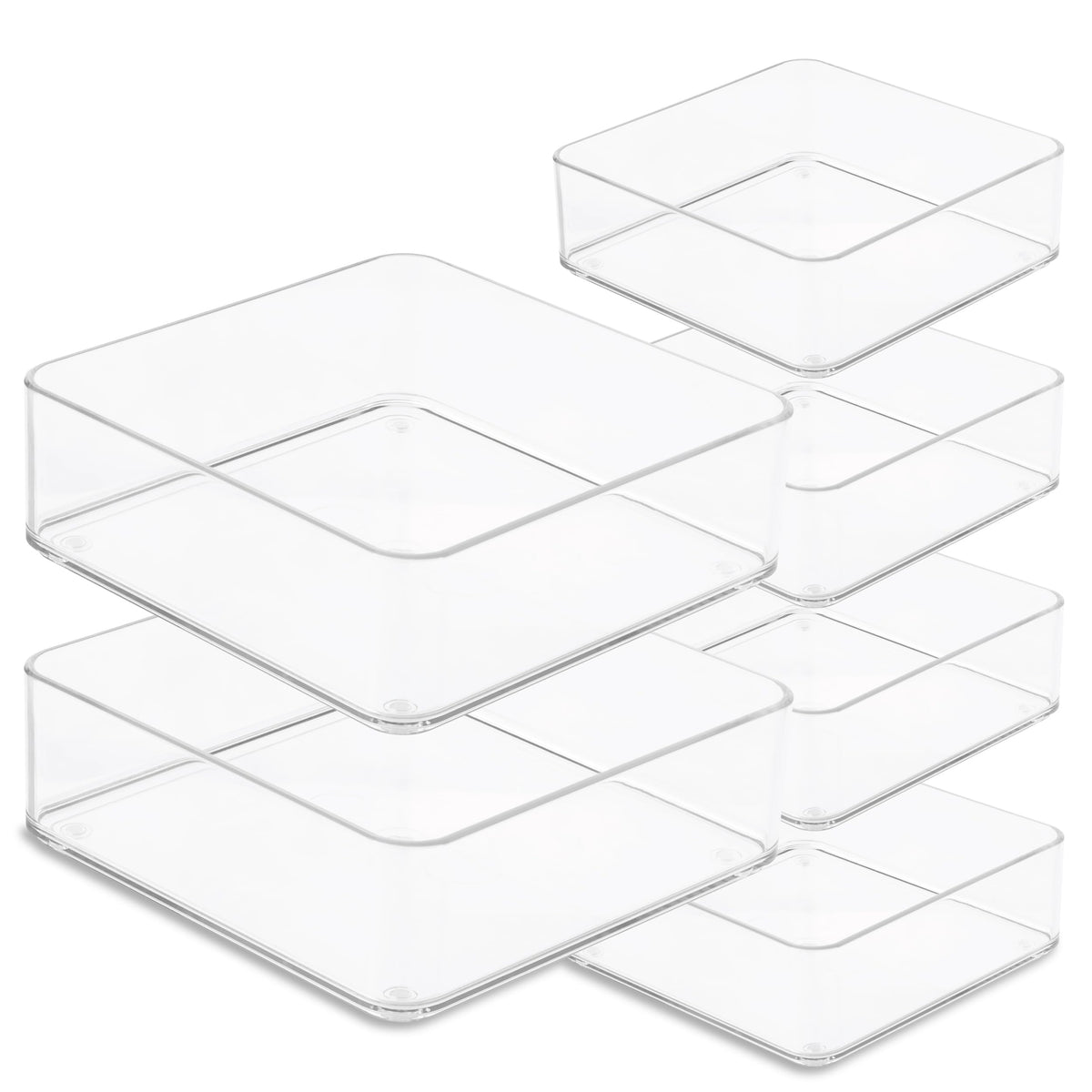 primebox Plastic Clear Drawer Organizers. Bathroom, Kitchen, Bedroom, Makeup, Office Organizer