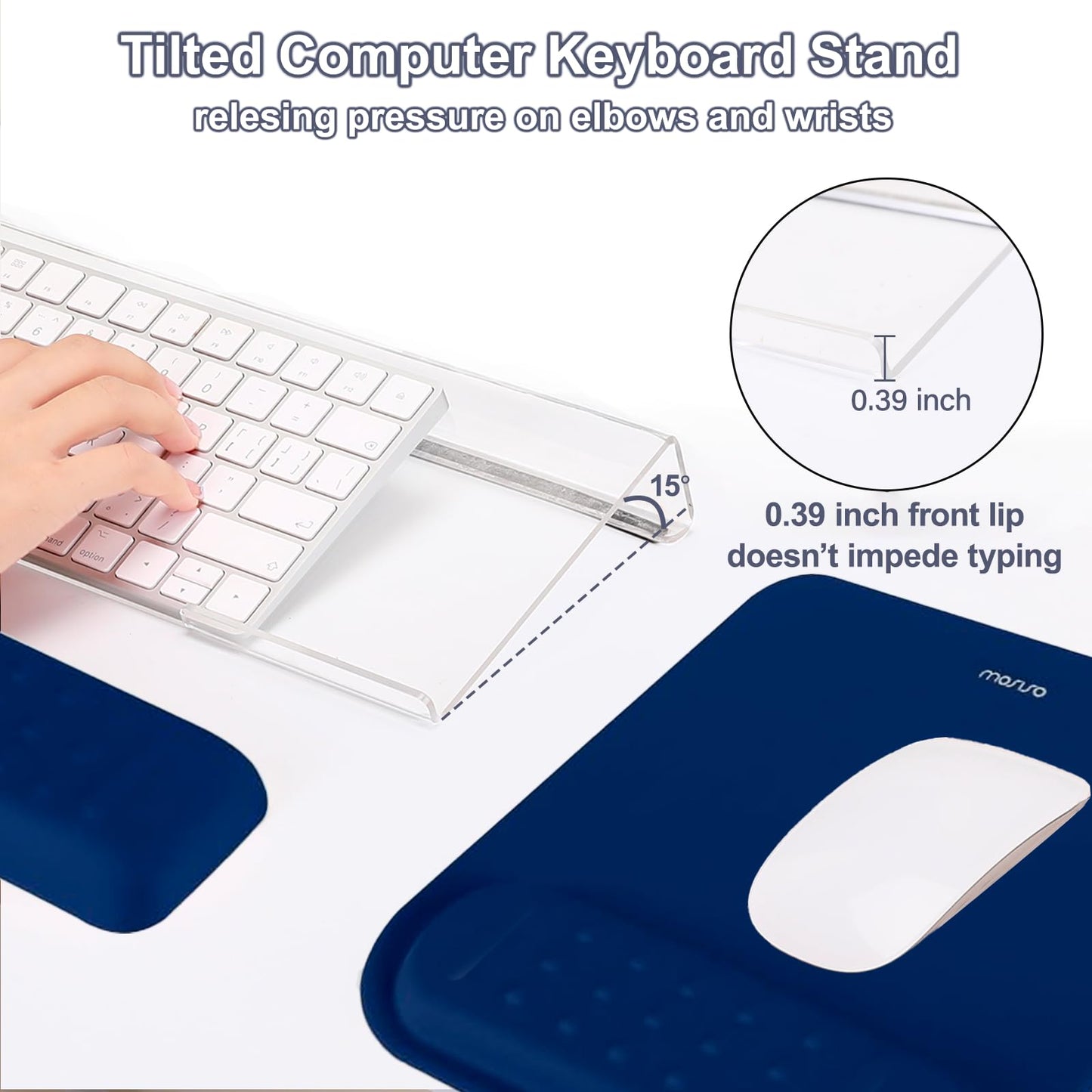 MOSISO Keyboard Stand&Wrist Rest Support for Keyboard &Mouse Pad Set