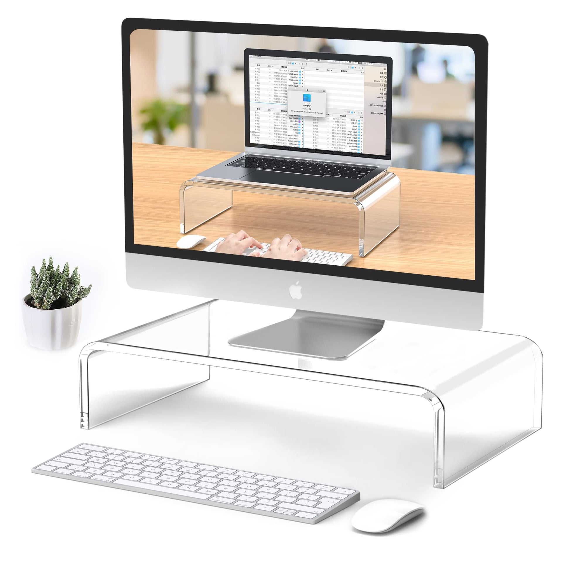 Beimu Acrylic Monitor Stand Riser Clear Laptop Stand Riser L15 xW7.5 xH4