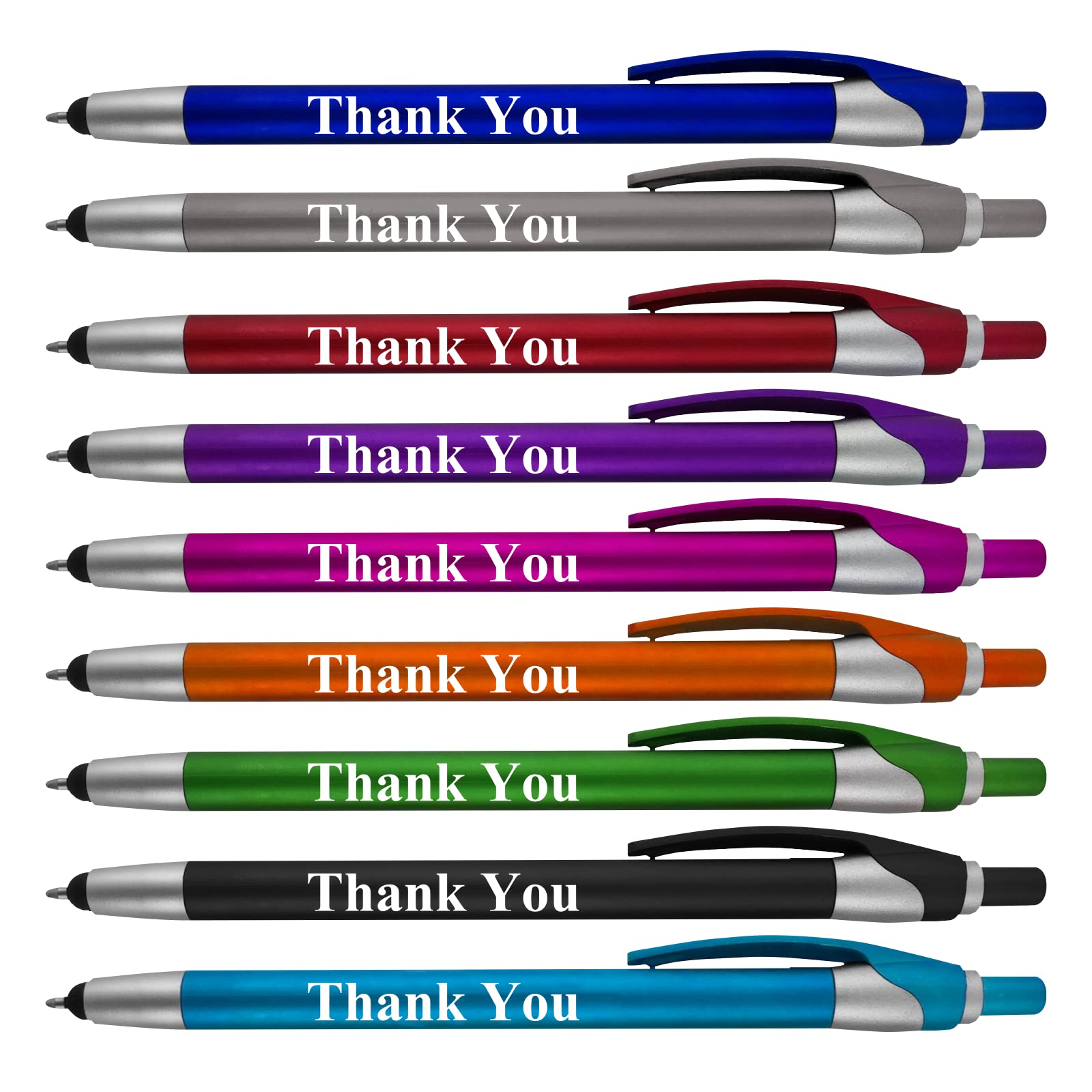 Thank You Greeting Gift Stylus Pens for Touchscreen Devices 100 Pack - 2 in 1 Combo Pen - for