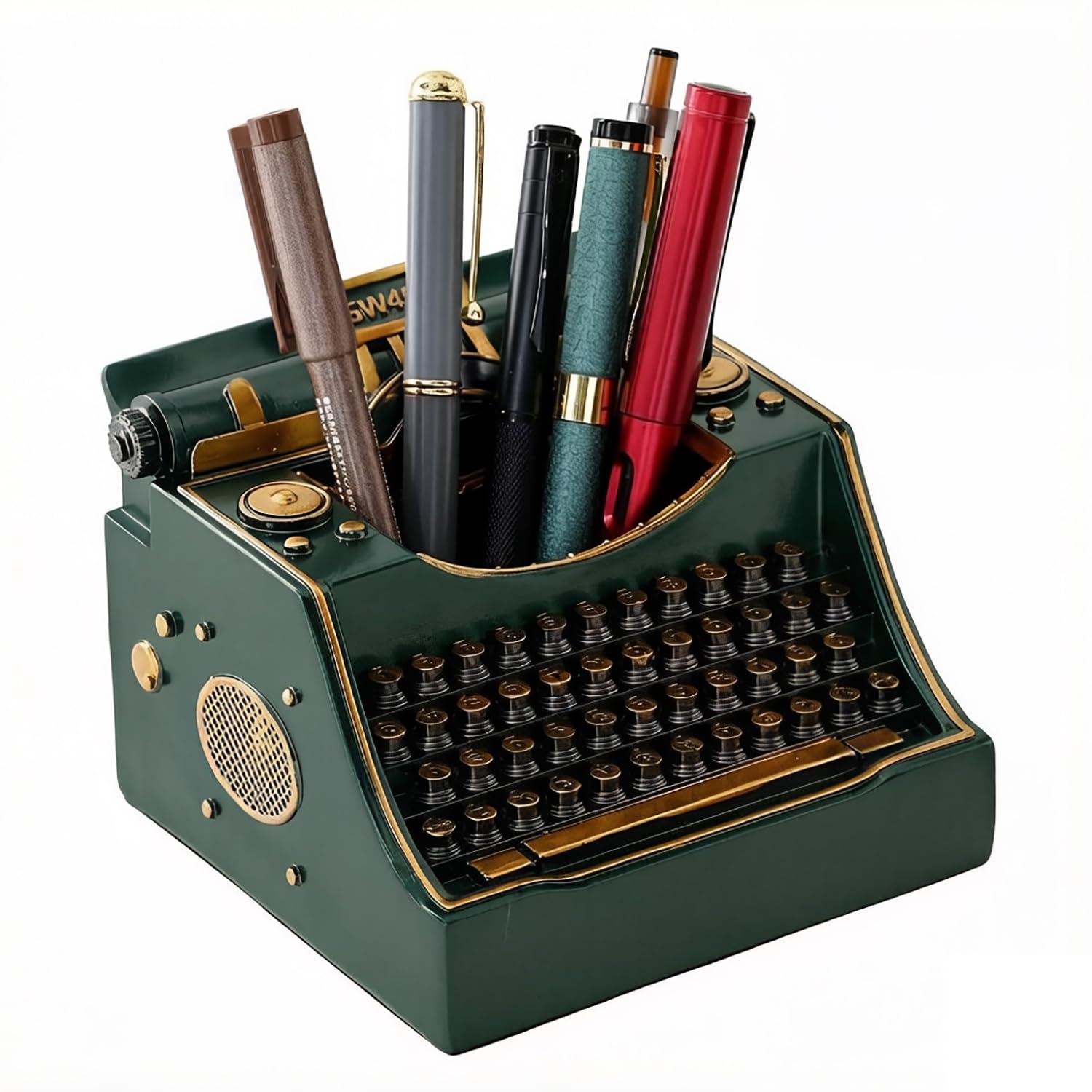 Amoysanli Retro Typewriter Pen Holder Desk Organizers for Writer's Green