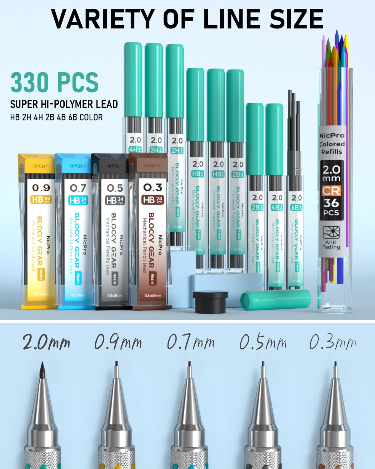 Nicpro Blocky Gear Metal Mechanical Pencil Set in Leather Case