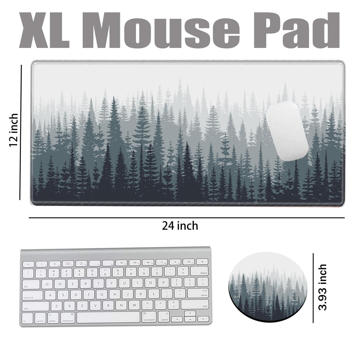 Misty Forest Mouse Pad 24x12 Desk Mat for Desktop Gaming Mousepad Long Desk Pad Stitched Edges XL