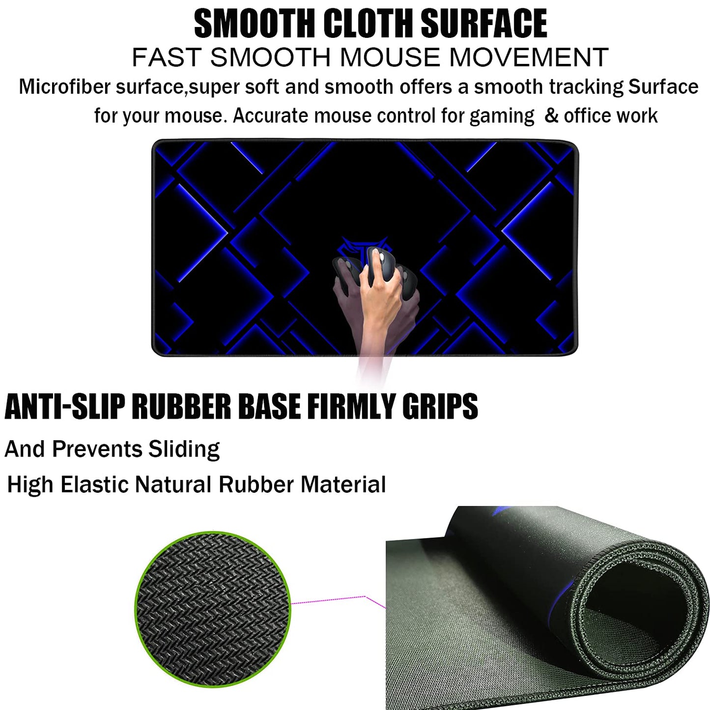 TEDNETGO Large Extended Gaming Mouse Pad, Long Mouse Pads, Extra Large Big Mouse Pad with Stitched