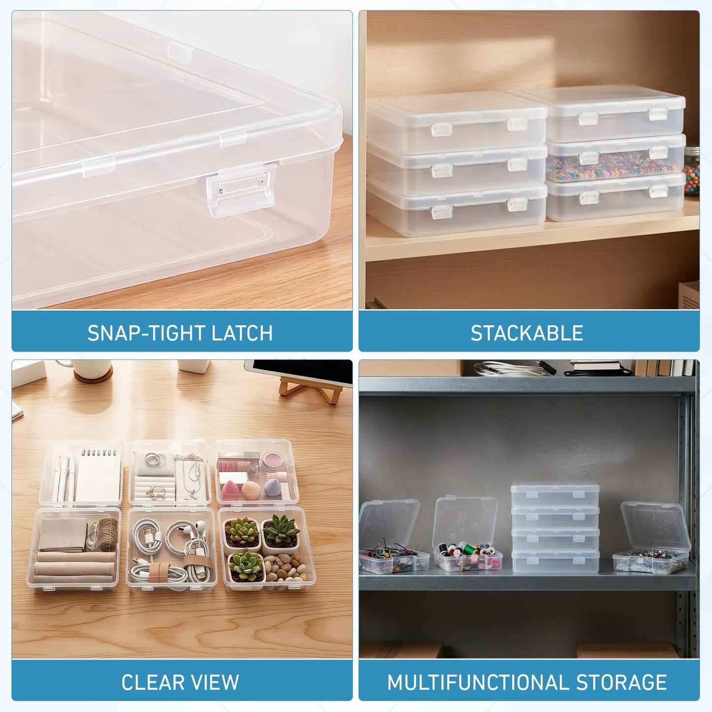 SATINIOR 24 Pcs Small Clear Plastic Container Box, 5.9 x 5.9 x 1.5 in