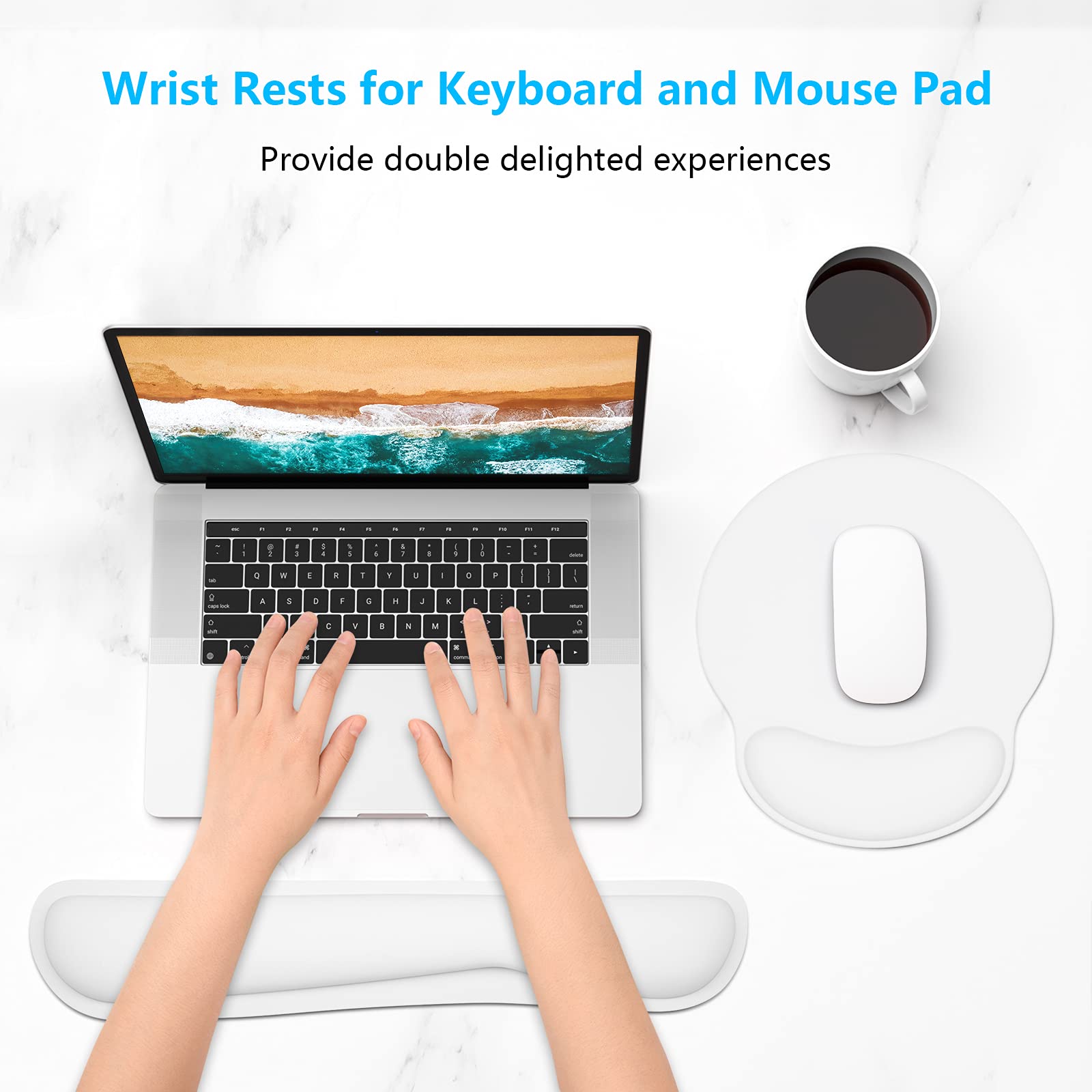 Dapesuom Keyboard Wrist Rest and Mouse Pad with Wrist Support, Memory Foam Cushion for Keyboard and