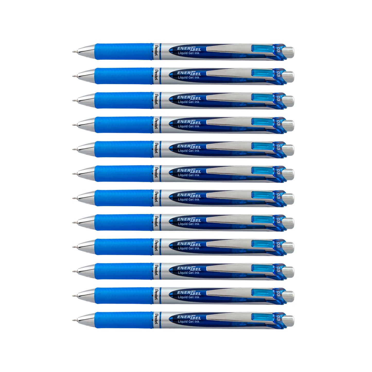 Pentel EnerGel RTX Retractable Liquid Gel Pen, Extra Fine Line, Needle Tip, Blue Ink,12 pack
