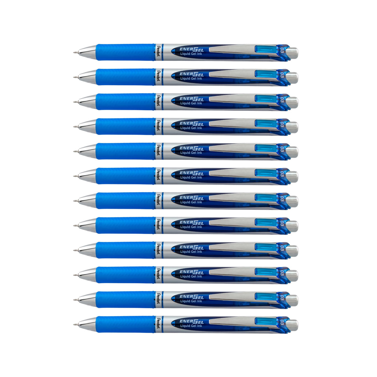 Pentel EnerGel RTX Retractable Liquid Gel Pen, Extra Fine Line, Needle Tip, Blue Ink,12 pack