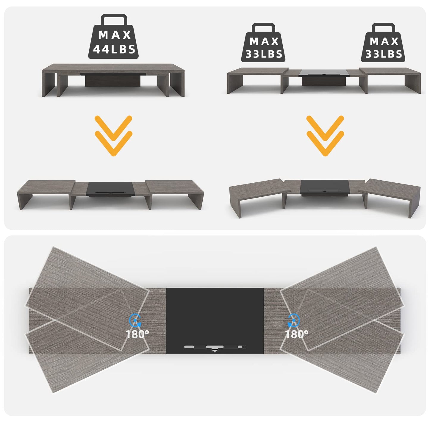 WESTREE Triple Dual Monitor Stand Riser, 56" Extra Long Monitor Stand for 1~2~3 Monitors, Monitor