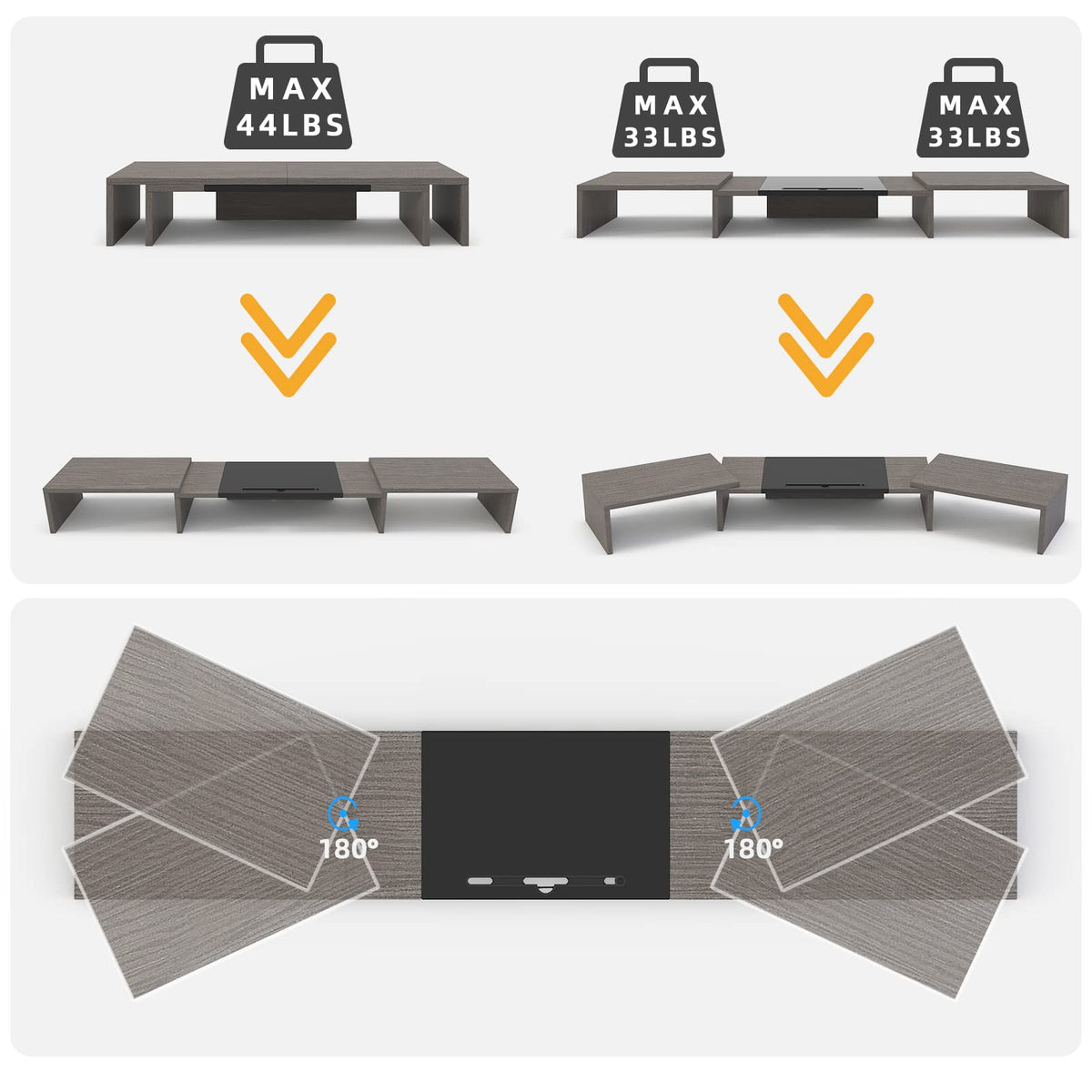 WESTREE Triple Dual Monitor Stand Riser, 56" Extra Long Monitor Stand for 1~2~3 Monitors, Monitor