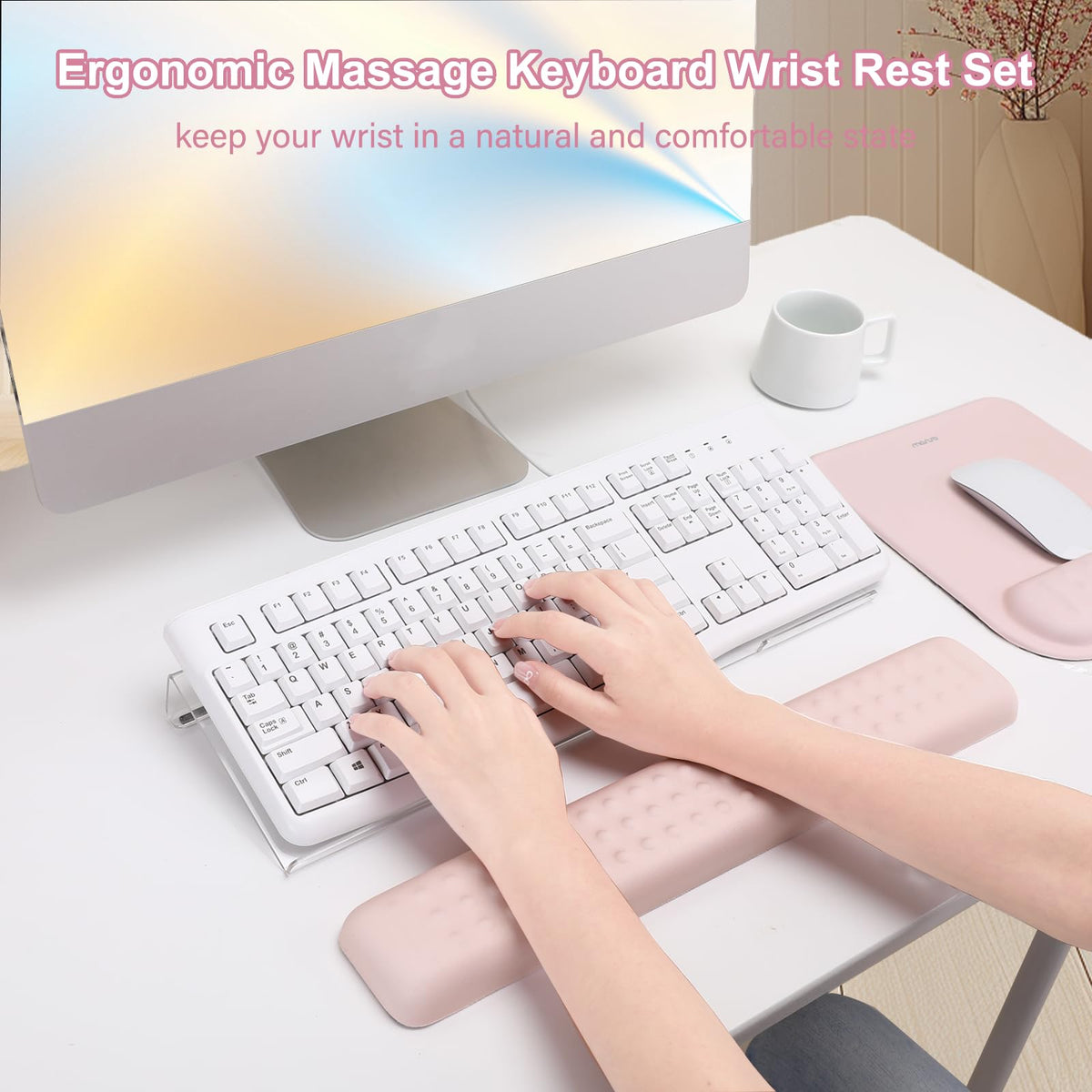 MOSISO Keyboard Stand&Wrist Rest Support for Keyboard &Mouse Pad Set