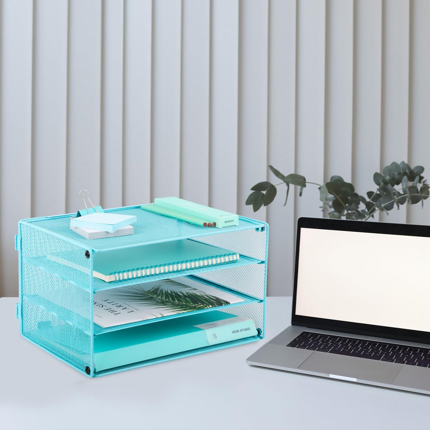 EASEPRES Paper Organizer Tray, 3 Tier Mesh Desk File Organizer Letter Sorter Holder for Home