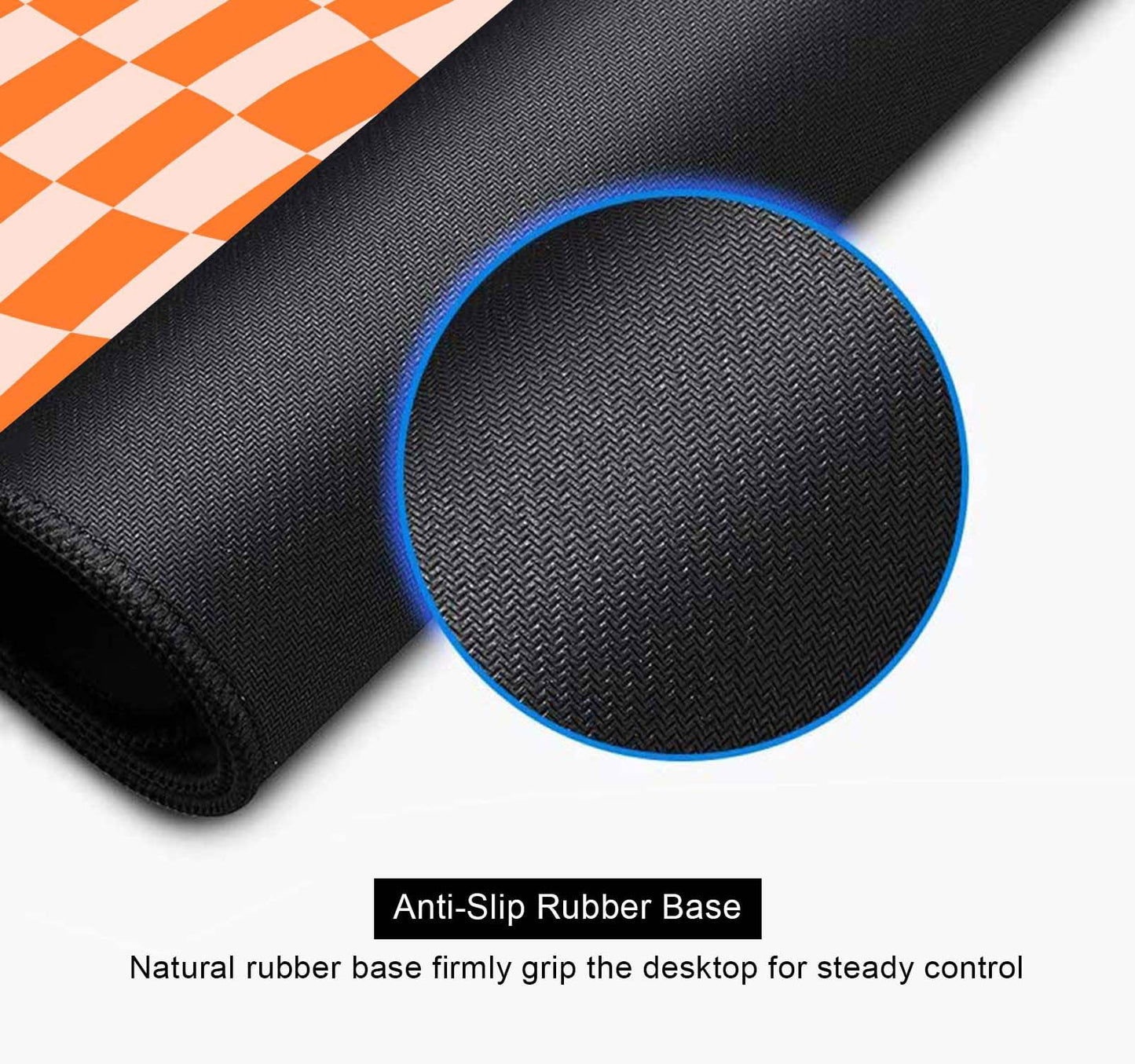 SXCKANG Orange Checkered Large Mouse Pad, Boho Pink Desk Mat Pad, Extended Kawaii Mousepad Stitched