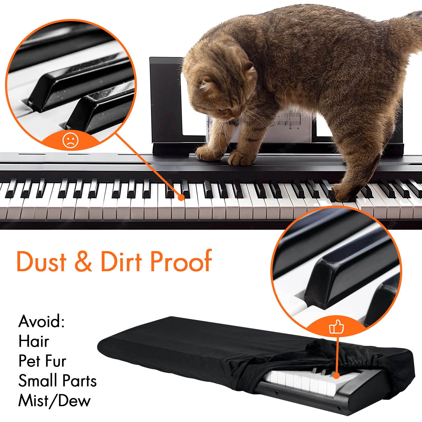 61 Keys Piano Keyboard Dust Cover, Music Stretchy Electronic DirtProof Keyboard Cover With Durable