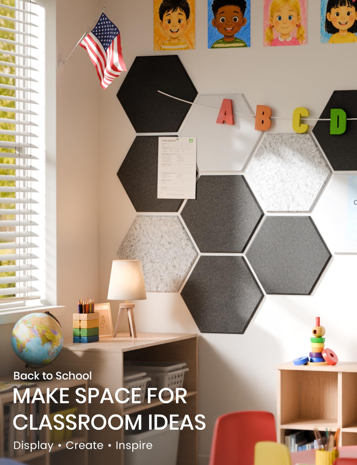 Fluxynara 10-Pack Hexagon Cork Board Alternative, Concrete Echo