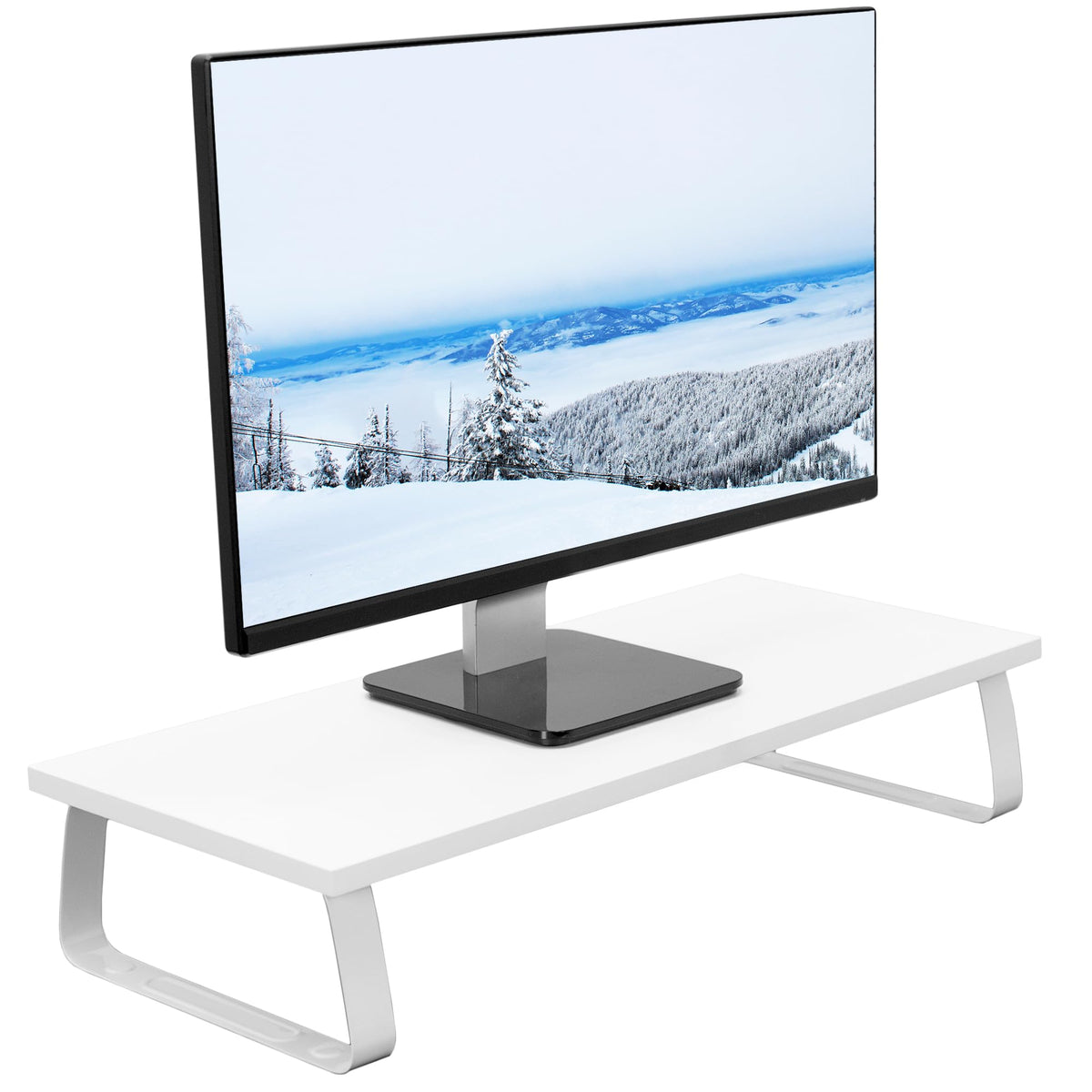 VIVO 24 inch Monitor Stand, Wood & Steel Desktop Riser, Screen, Keyboard, Laptop, Small TV