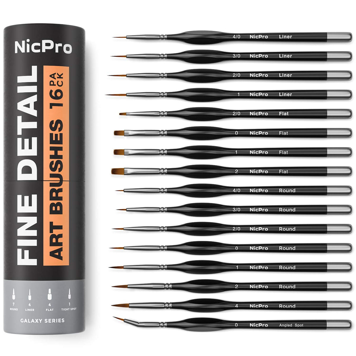 Nicpro 16 PCS Miniature Paint Brushes,Fine Tip Micro Detail Paint Brush Set