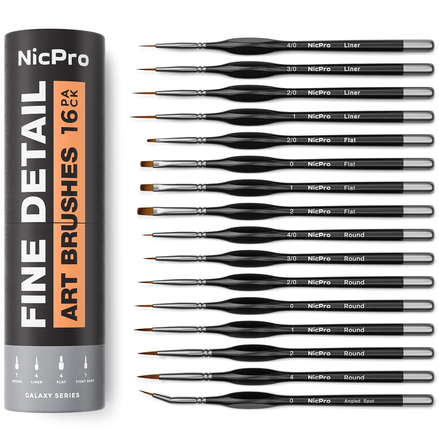 Nicpro 16 PCS Miniature Paint Brushes,Fine Tip Micro Detail Paint Brush Set