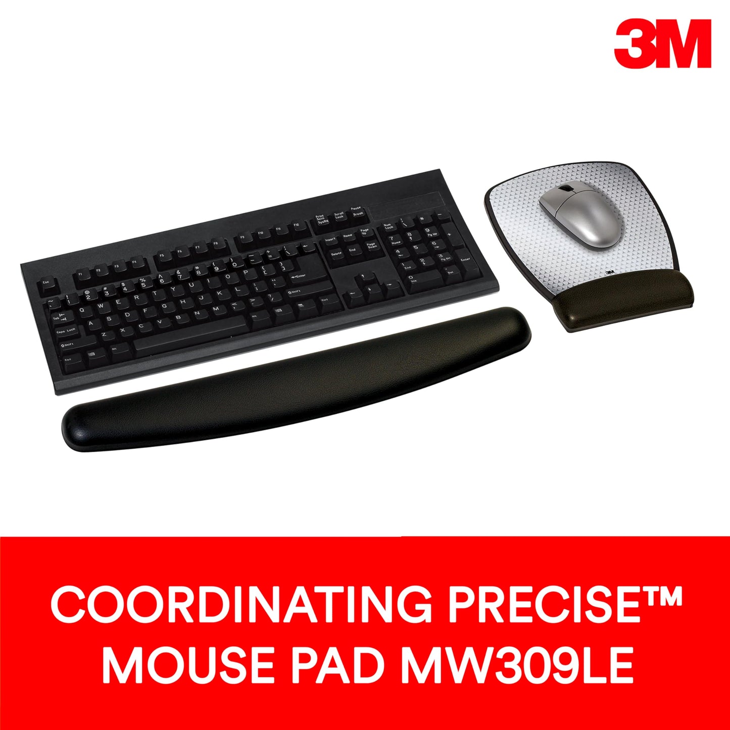 3M™ Compact Gel Wrist Rest for Keyboards, Soothing Gel Comfort, Product Protection, 18" Wide, Black
