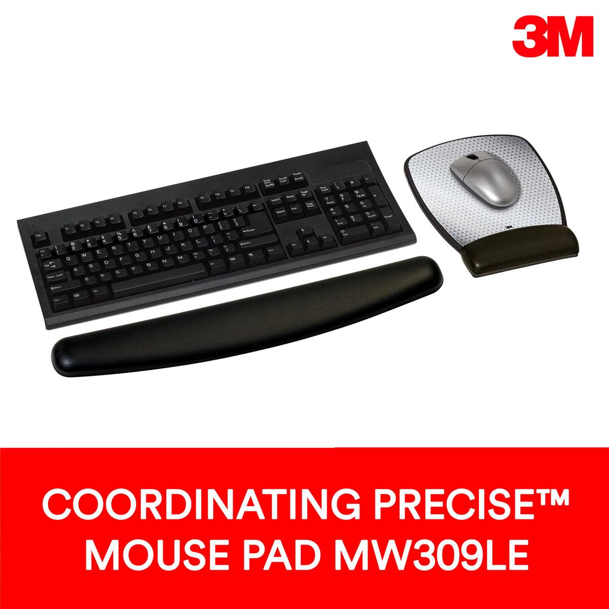 3M™ Compact Gel Wrist Rest for Keyboards, Soothing Gel Comfort, Product Protection, 18" Wide, Black