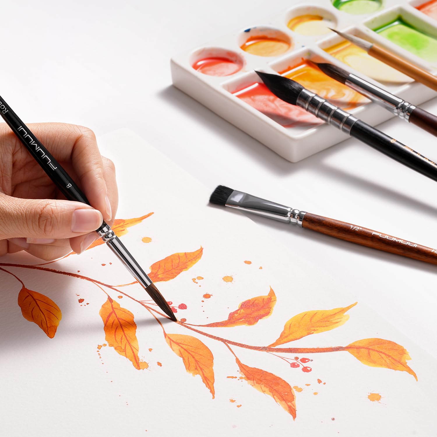 Watercolor Paint Brushes, 5pcs Fuumuui Professional Sable Brush, Wool & Synthetic Squirrel Brushes