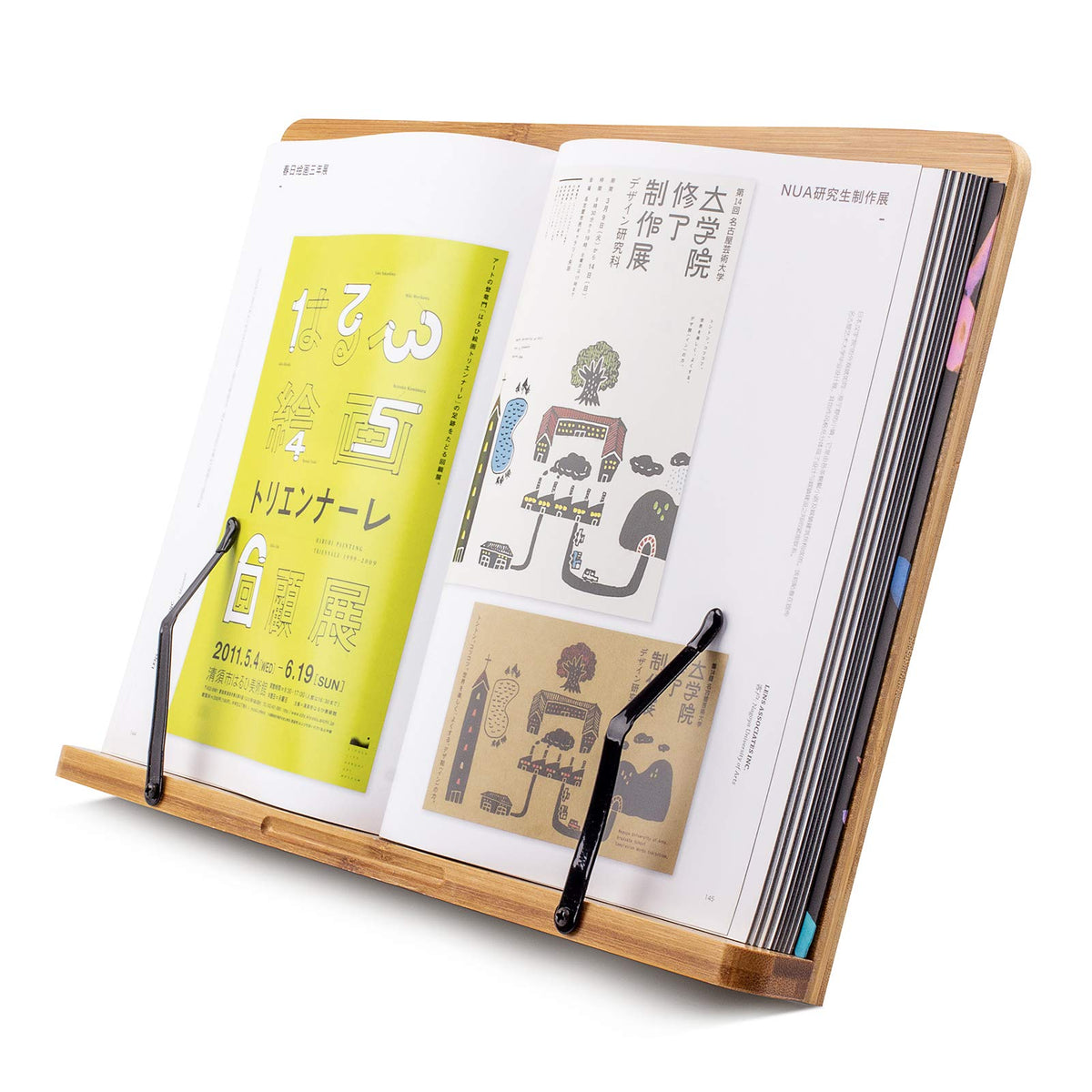 Large A+ (15.4 x 11) Inch XL Bamboo Book Stands for Reading Hands Free