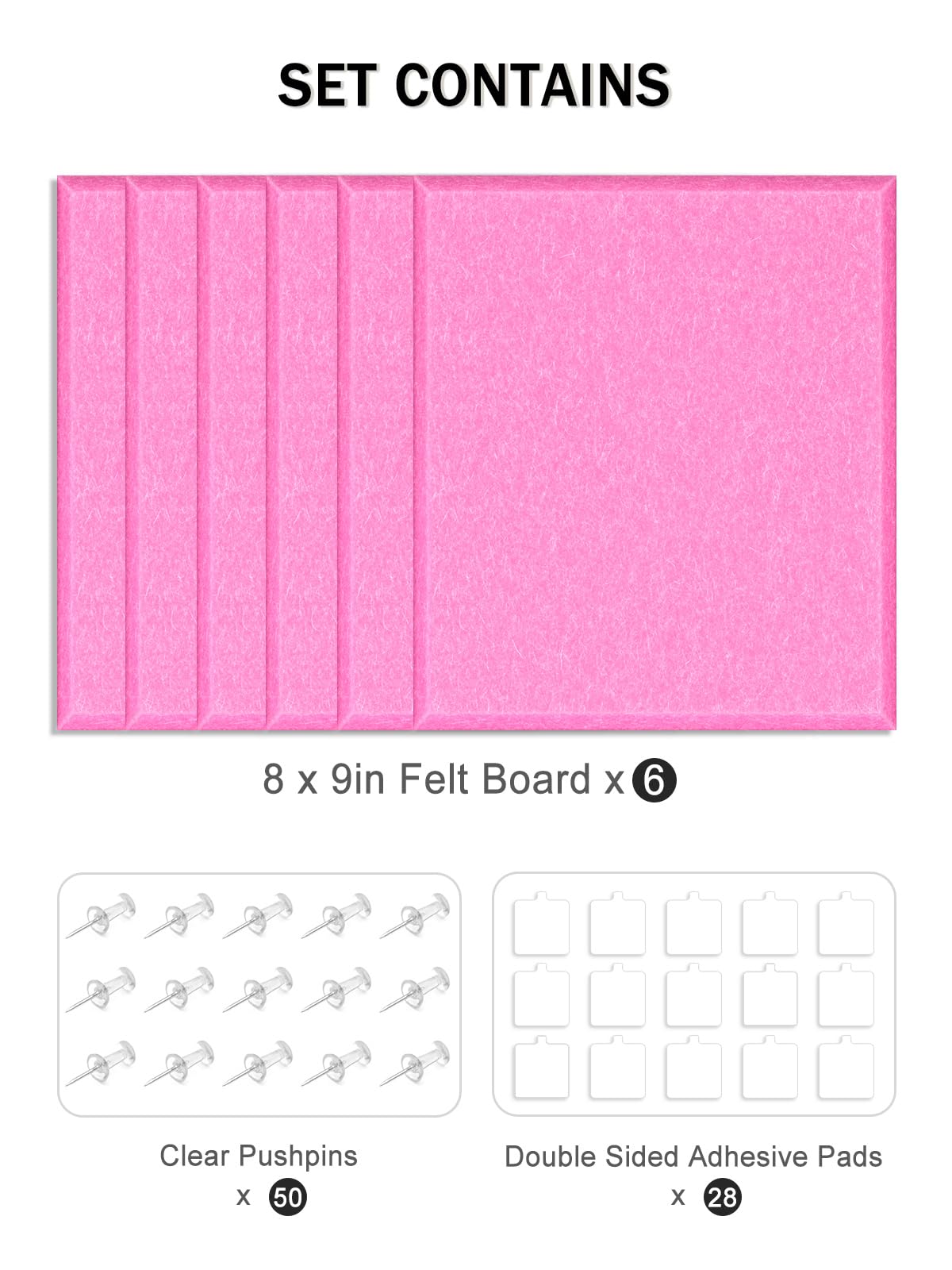 Hsurbtra Cork Board for Wall 24 x 18 Inch, 6 Pack Felt Bulletin Notice Board with Pushpins for